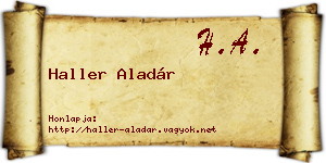 Haller Aladár névjegykártya